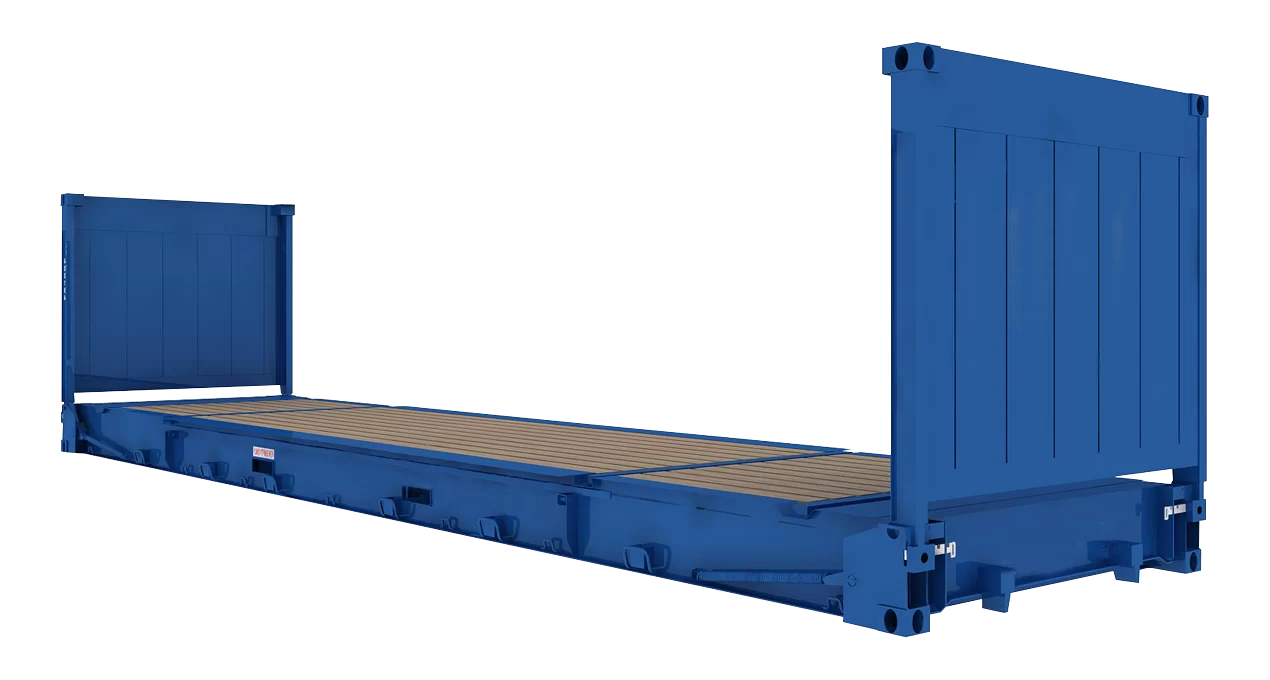 Flat rack container for sale – collapsible walls for heavy equipment