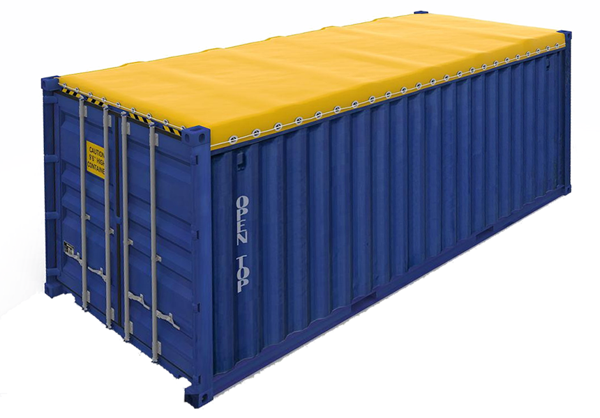 Open top container for sale – tarpaulin roof for crane loading